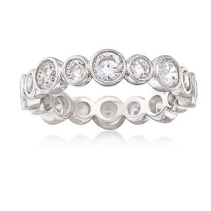 Bezel Set CZ & Sterling Silver Eternity Ring NEW!